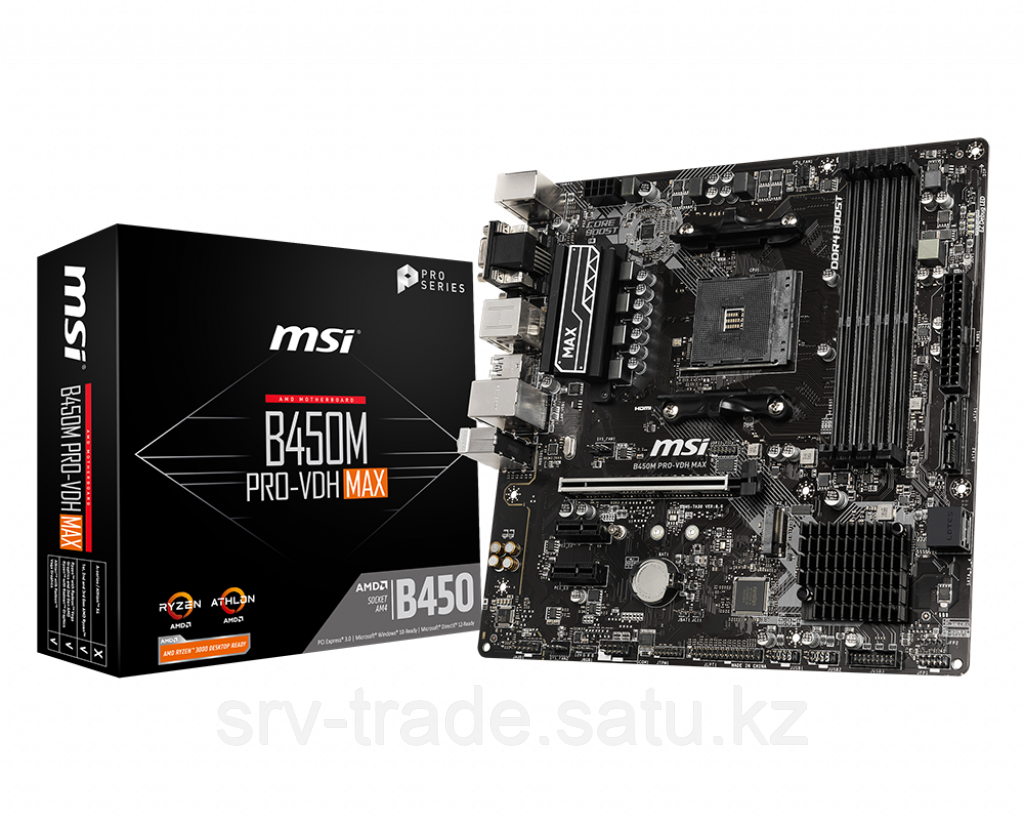 Материнская плата MSI B450M PRO-VDH MAX AM4 B450 4xDDR4 4xSATA3 RAID 1xM.2 VGA HDMI DVI mATX - фото 1 - id-p114908116