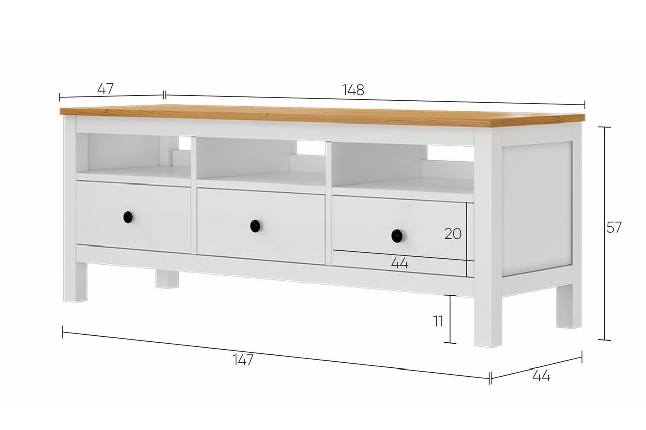 Тумба под ТВ ХЕМНЭС (Эванс) белая 148х57х47 см - фото 5 - id-p54800299