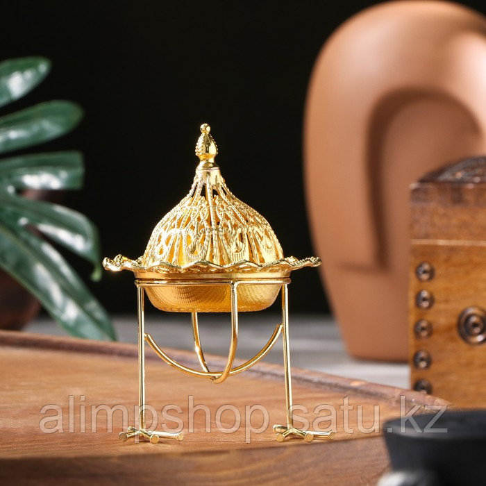 Курильница для благовоний порошковых и конусов "Глобус", золотистый, 8х6,7 см - фото 1 - id-p115010768