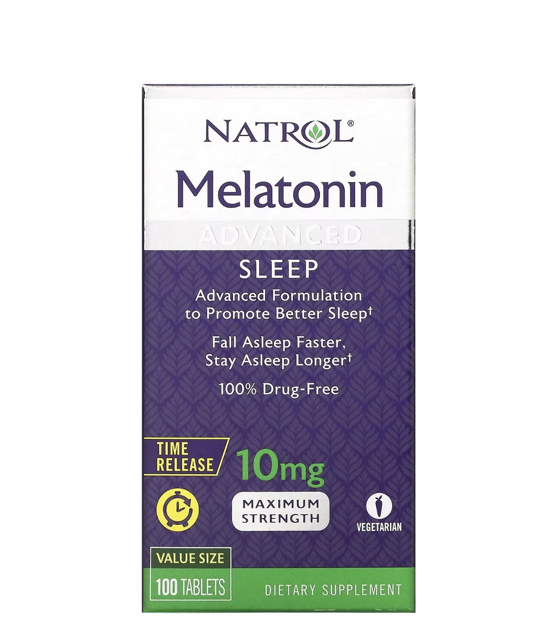 Natrol мелатонин, медленное высвобождение, 10 мг 100 таблеток - фото 1 - id-p115011110