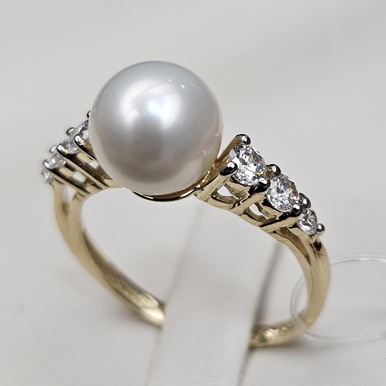 Золотое кольцо с жемчугом ж/з 2,68гр, 585 проба, 17,5 размер, фото 1