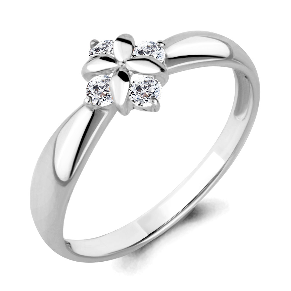 Серебряное кольцо Фианит Aquamarine 68236А.5 покрыто родием - фото 4 - id-p61302011