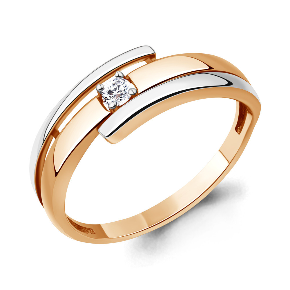 Серебряное кольцо  Фианит Aquamarine 68271А.6 позолота