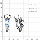 Серьги серебряные классические  Топаз Свисс Блю  Фианит Aquamarine 4414105.5 покрыто  родием, фото 5