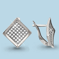 Серьги серебряные классические Фианит Aquamarine 41737А.5 покрыто родием - фото 4 - id-p98452638