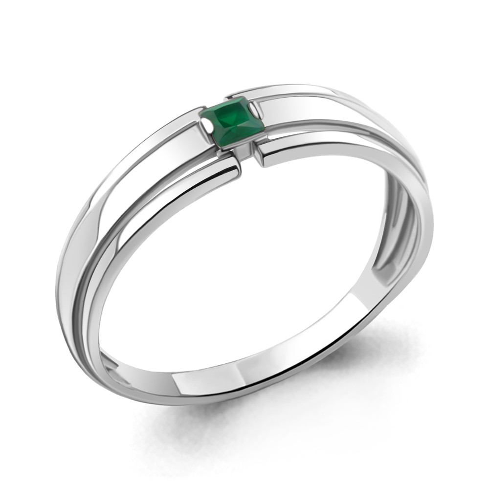 Кольцо серебряное классическое Агат зеленый Aquamarine 6958109.5 покрыто родием - фото 4 - id-p103072444