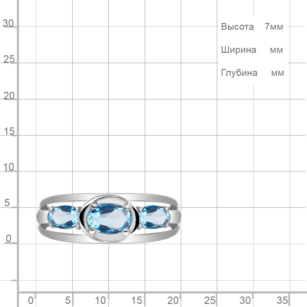 Серебряное кольцо Топаз Свисс Блю Aquamarine 6945805.5 покрыто родием - фото 5 - id-p103072499