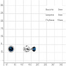 Серебряные серьги-пусеты  Топаз Лондон Блю Aquamarine 4403508.5 покрыто  родием, фото 2