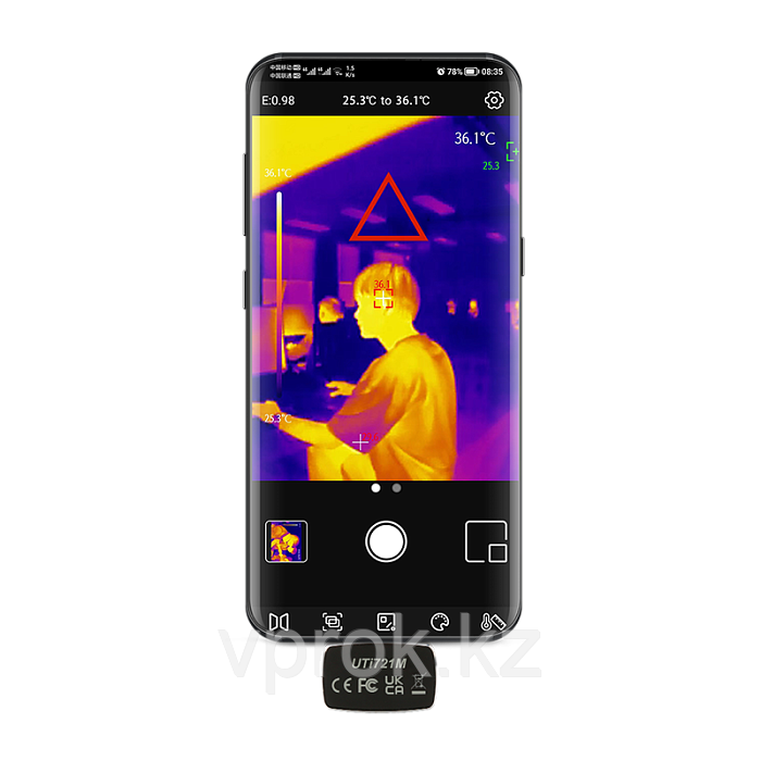 Портативный тепловизор для смартфона UNI-T UTi721M -20/+550°С ИК-разрешение 256x192 для Android - фото 5 - id-p115011884