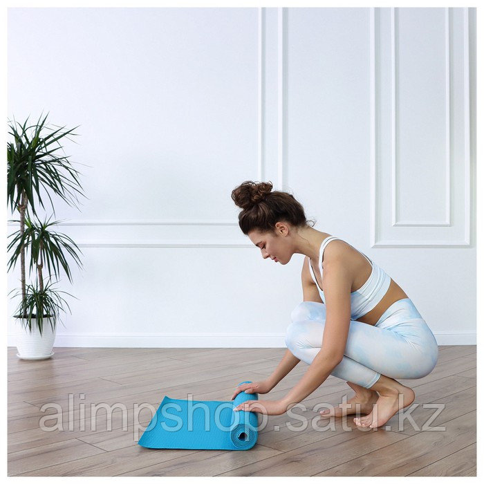 Коврик для йоги Sangh, 173х61х0,3 см, цвет серый Голубой, 3, Голубой - фото 4 - id-p115013301