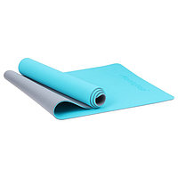 Коврик для фитнеса и йоги ONLYTOP, 183х61х0,6 см, цвет серый/розовый голубой, Нескользящий, Водоотталкивающий, Голубой, Серый