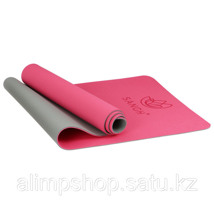 Коврик для йоги Sangh, 183х61х0,6 см, цвет розовый/серый - фото 1 - id-p115013311