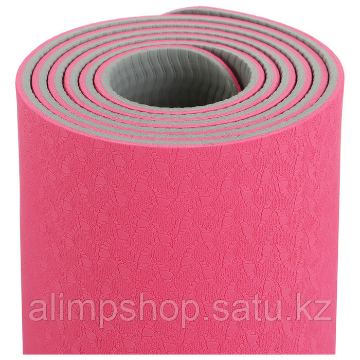 Коврик для йоги Sangh, 183х61х0,6 см, цвет розовый/серый - фото 3 - id-p115013311