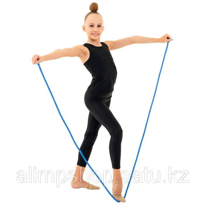 Скакалка гимнастическая Grace Dance, с люрексом, 2,5 м, цвет фиолетовый/золотистый синий золото люрекс, Синий - фото 4 - id-p114740388