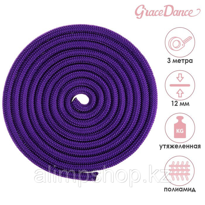 Скакалка гимнастическая утяжелённая Grace Dance, 3 м, 180 г, цвет Микс Фиолетовый, Фиолетовый - фото 1 - id-p115013523