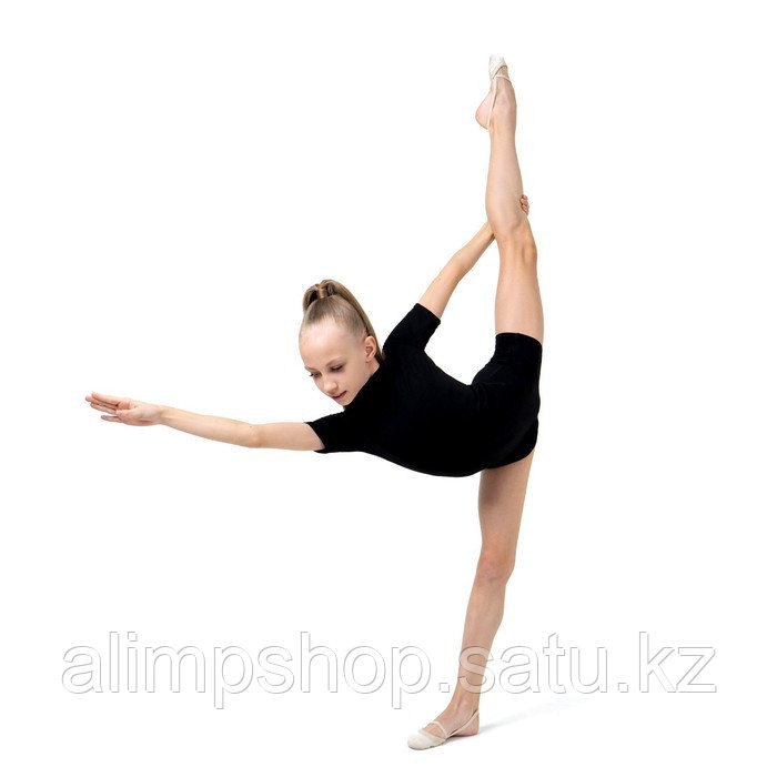 Купальник гимнастический Grace Dance, с шортами, с коротким рукавом, цвет чёрный - фото 6 - id-p115013678
