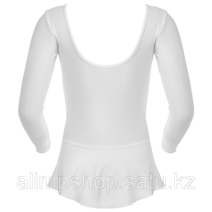 Купальник гимнастический Grace Dance, с юбкой, с длинным рукавом, р. 30, цвет белый - фото 7 - id-p115013720
