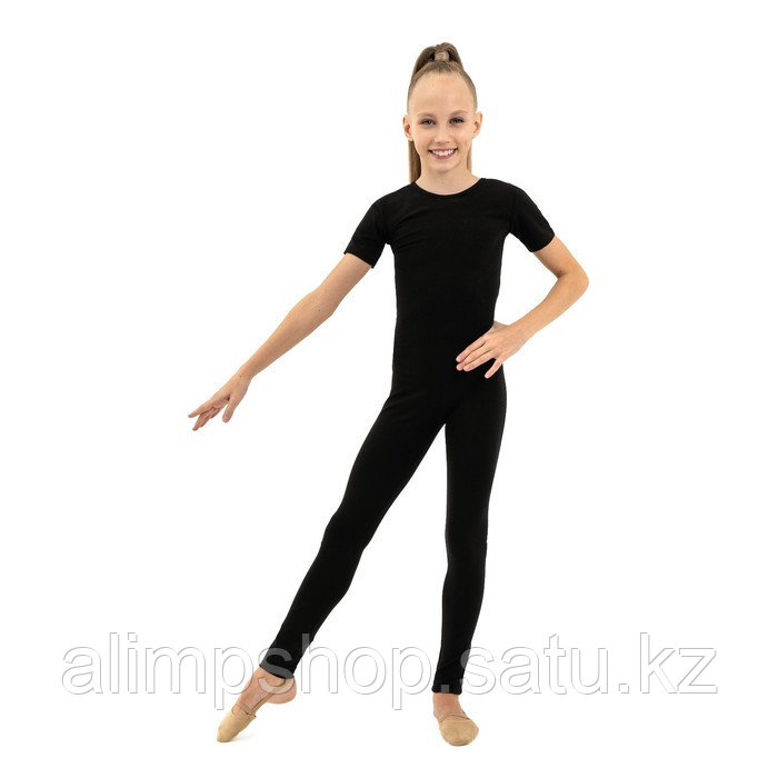 Комбинезон гимнастический Grace Dance, c коротким рукавом, р. 28,30,32,34 цвет чёрный - фото 2 - id-p115013721