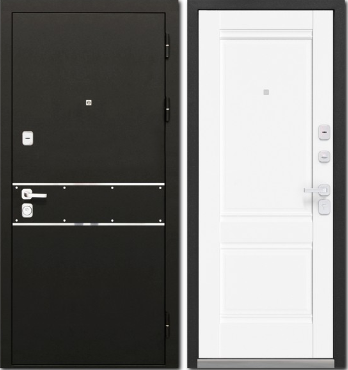 Двери входные LUXOR 2мм Букле черный классика царга ПП Вайт 960 - фото 1 - id-p115014662