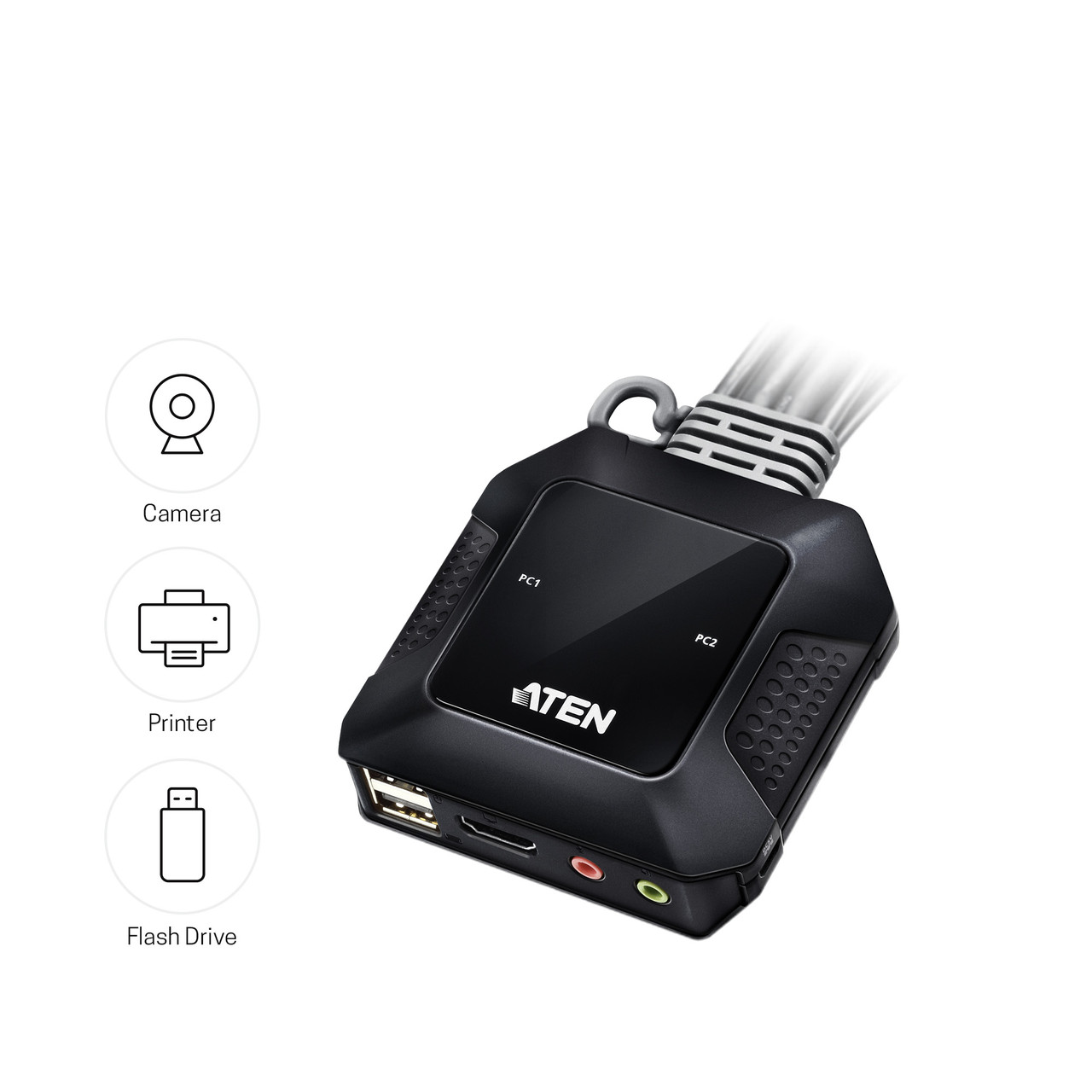 2-портовый KVM-переключатель с кабелем USB 4K HDMI и дистанционным переключателем портов CS22H ATEN - фото 5 - id-p115015733
