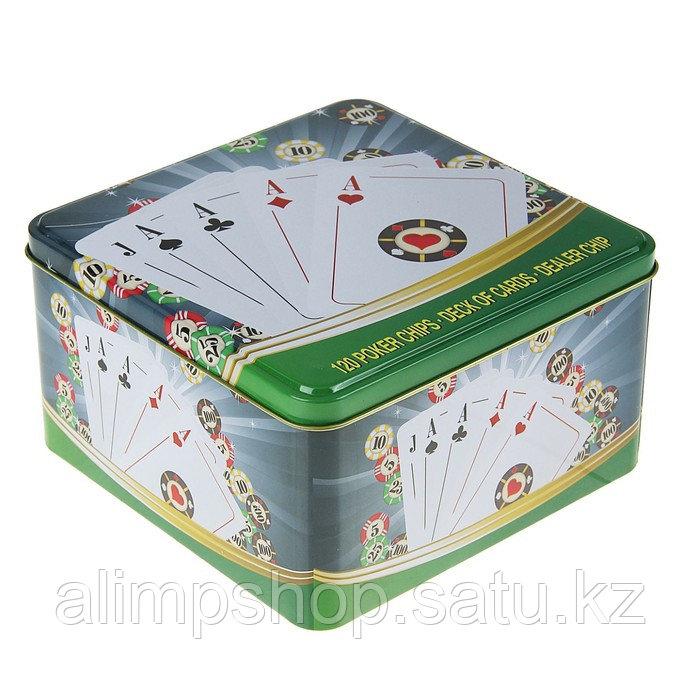 Покер, набор для игры (карты 54 шт, фишки 120 шт.), с номиналом, 15 х 15 см - фото 7 - id-p115016637