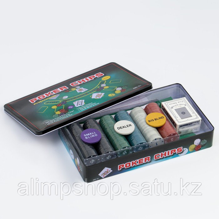 Покер, набор для игры (карты 2 колоды, фишки 300 шт.), с номиналом, 60 х 90 см - фото 3 - id-p115016643