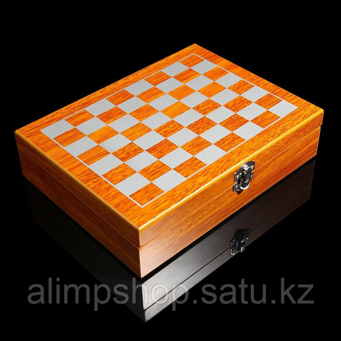 Набор 6 в 1: фляжка 8 oz, рюмка, воронка, кубики 5 шт, карты, шахматы, 18 х 24 см - фото 3 - id-p115016824