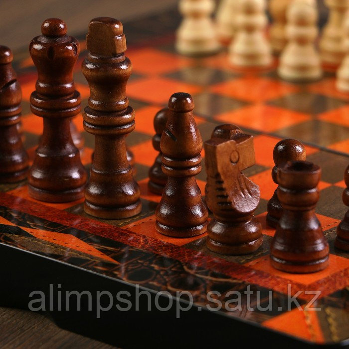 Набор 3 в 1 "Ламиран": шахматы, шашки, нарды, 30 х 30 см - фото 3 - id-p115016839