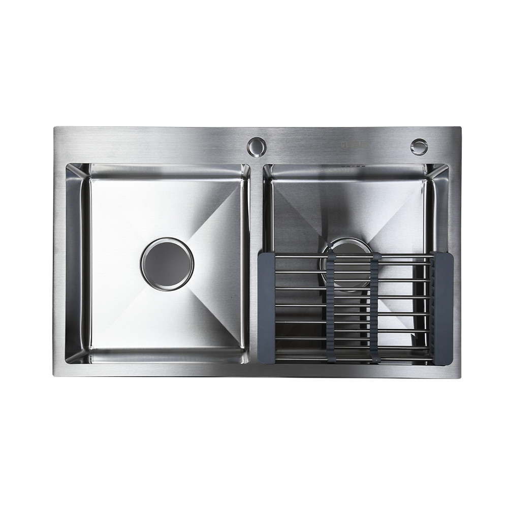 Кухонная мойка Gloria 780*480*230 мм, Толщина: 3 мм + 0,7 мм, нержавеющая сталь. Цвет: сатин - фото 2 - id-p114883350