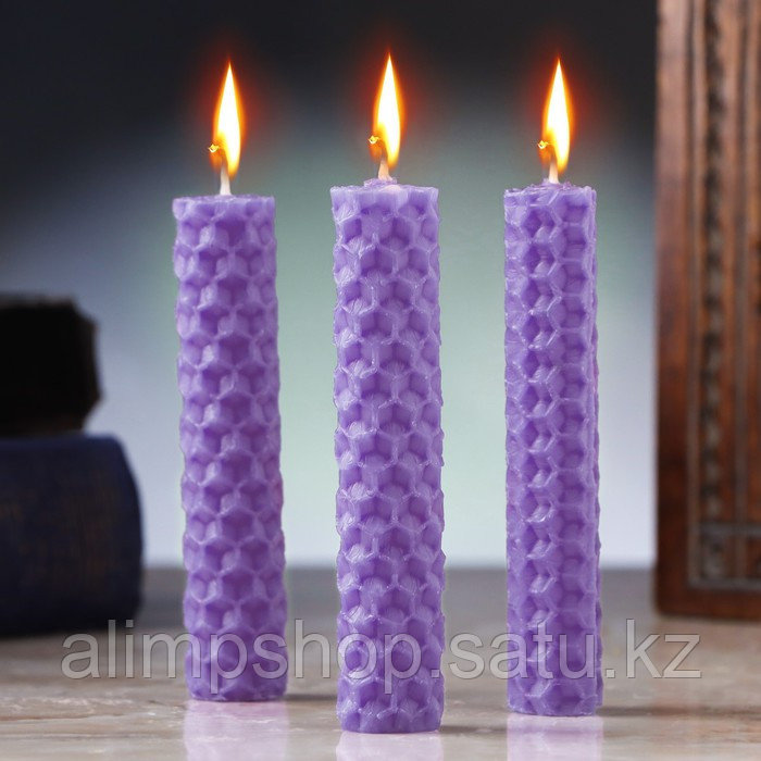 Набор свечей из вощины "Интуиция и понимание сути" , 3 шт, 8х1,7 см, 45 мин, фиолетовый - фото 1 - id-p115024952
