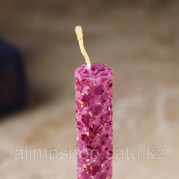 Свеча из вощины с розой "Энергия, гармония и блаженство", 13х1,7 см, 1 ч, фиолетовый - фото 3 - id-p115024956