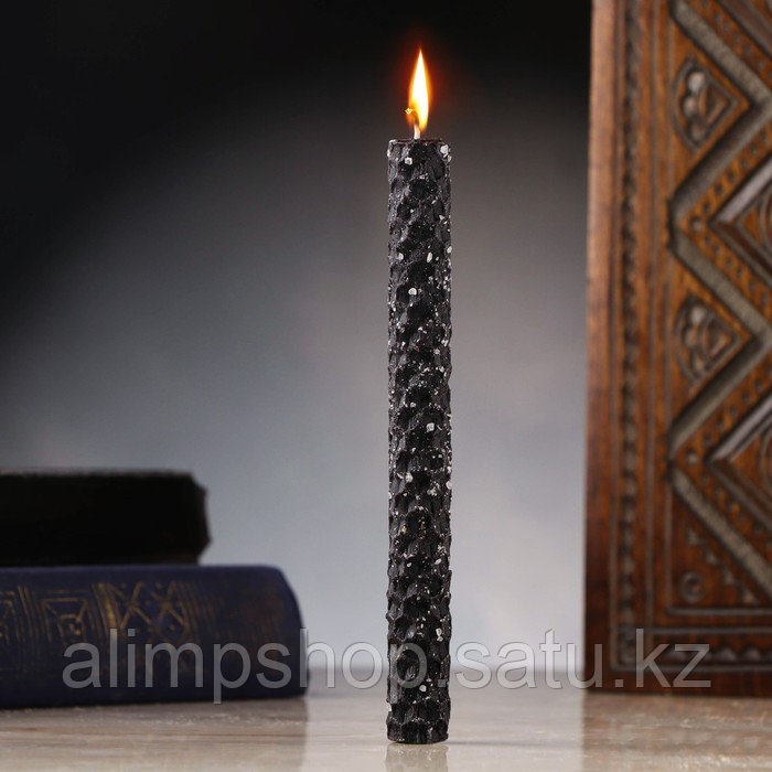 Свеча из вощины с солью "Чистка каждый день", 13х1,7 см, 1 ч, черный - фото 1 - id-p115024984