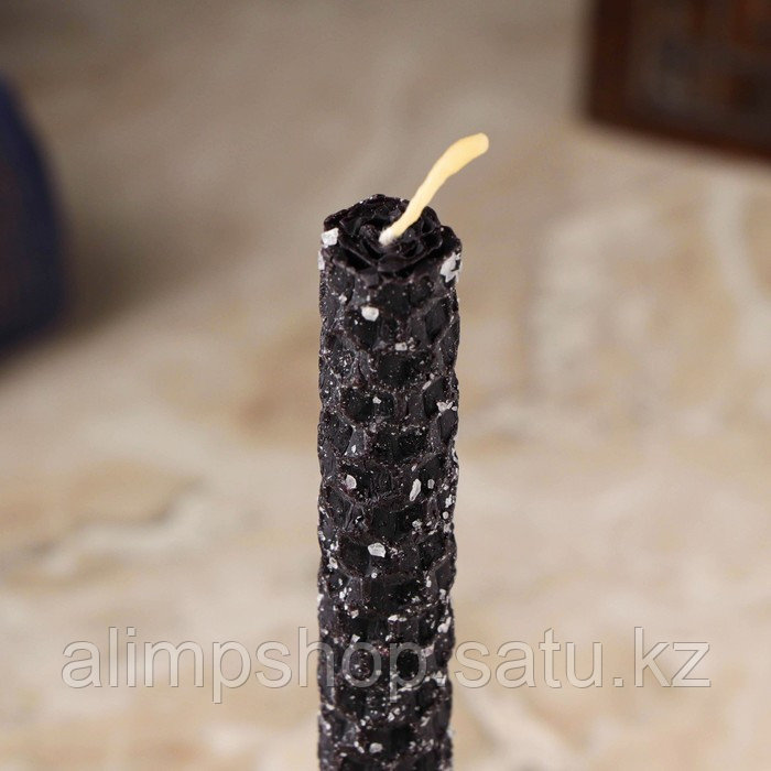 Свеча из вощины с солью "Чистка каждый день", 13х1,7 см, 1 ч, черный - фото 3 - id-p115024984