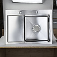 Кухонная мойка Gloria (левая) 650*480*230 мм, Толщина: 3 мм + 0,7 мм, нержавеющая сталь. Цвет: сатин, фото 2