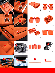 Силиконовые вставки ,накладки в ниши салона авто и резиновая заглушка порта зарядки для Lixiang L9 Оранжевый