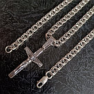 Серебряная цепь мужская с крестом, фото 3