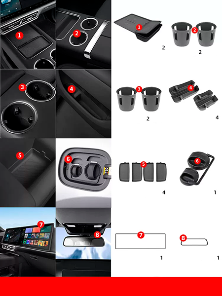 Силиконовые вставки ,накладки в ниши салона авто и резиновая заглушка порта зарядки для Lixiang L7 (Черный) - фото 1 - id-p115044949