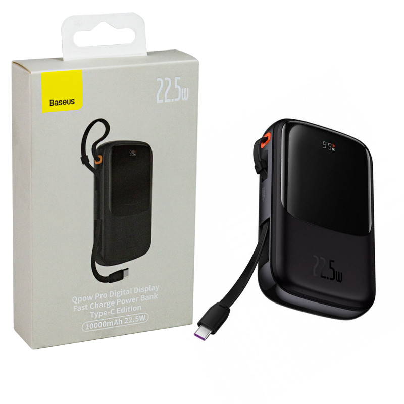 Power bank Baseus PPQD2-10C, (PPQD060101), 10000mAh, USBx1, Type-Cx1, 22.5W, Black