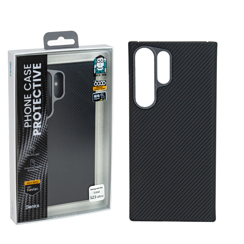 Чехол для Samsung Galaxy S23 Ultra back cover Benks, Phone Protective Case, Kevlar, 600D, Black - фото 1 - id-p115053481