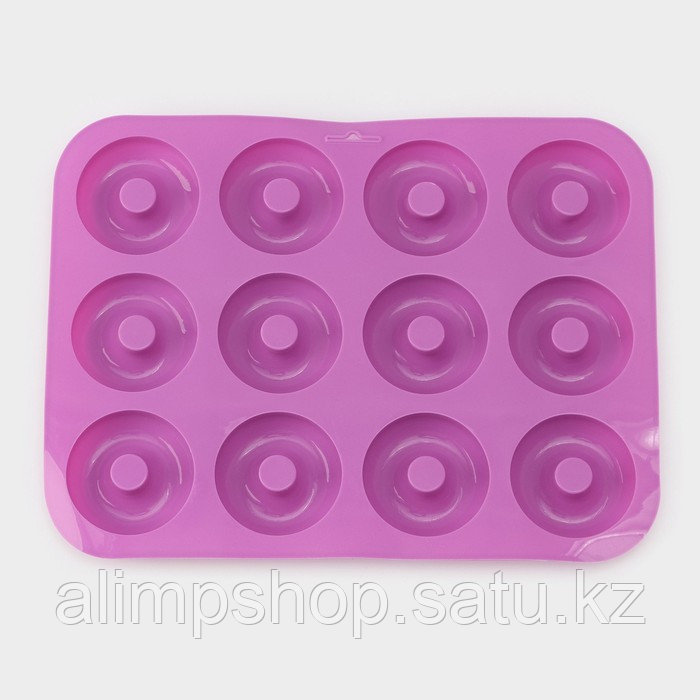 Форма силиконовая для выпечки Доляна «Сладости.Пончик», 33×25×2 см, 12 ячеек, d=6,8 см, цвет МИКС - фото 3 - id-p115053669