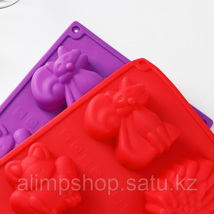 Форма силиконовая для выпечки Доляна «Зоопарк», 29×17×3 см, 6 ячеек (7,5×5,5 см), цвет МИКС - фото 8 - id-p115053676