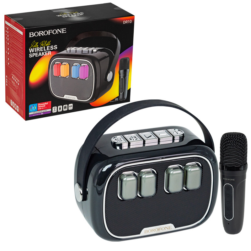 Портативная караоке-система Bluetooth Borofone DR10, 1 Microphone, Black