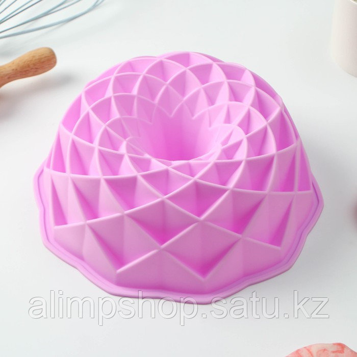 Форма силиконовая для выпечки Доляна «Ромбовидная», d=23 см, цвет розовый - фото 1 - id-p115053679