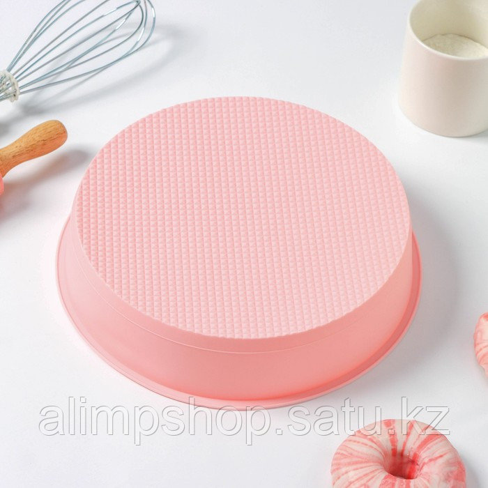 Форма силиконовая для выпечки Доляна «Круг», 25×5,5 см, внутр. d=23 см, цвет розовый - фото 2 - id-p115053681