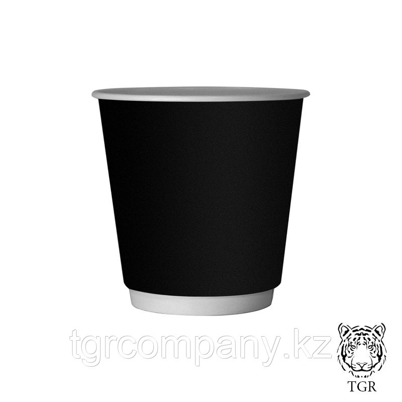 Бумажный стакан двухслойный 250мл черный / в упаковке 25 штук - фото 1 - id-p115055265