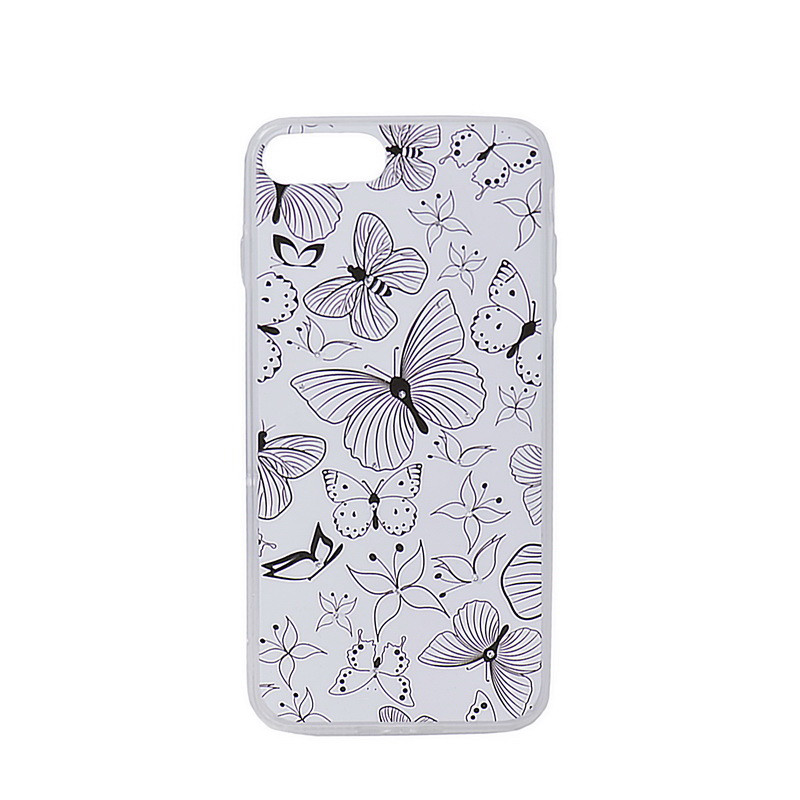 Чехол для Apple iPhone 7 Plus back cover gel Butterfly cristals Black/White - фото 1 - id-p115018704