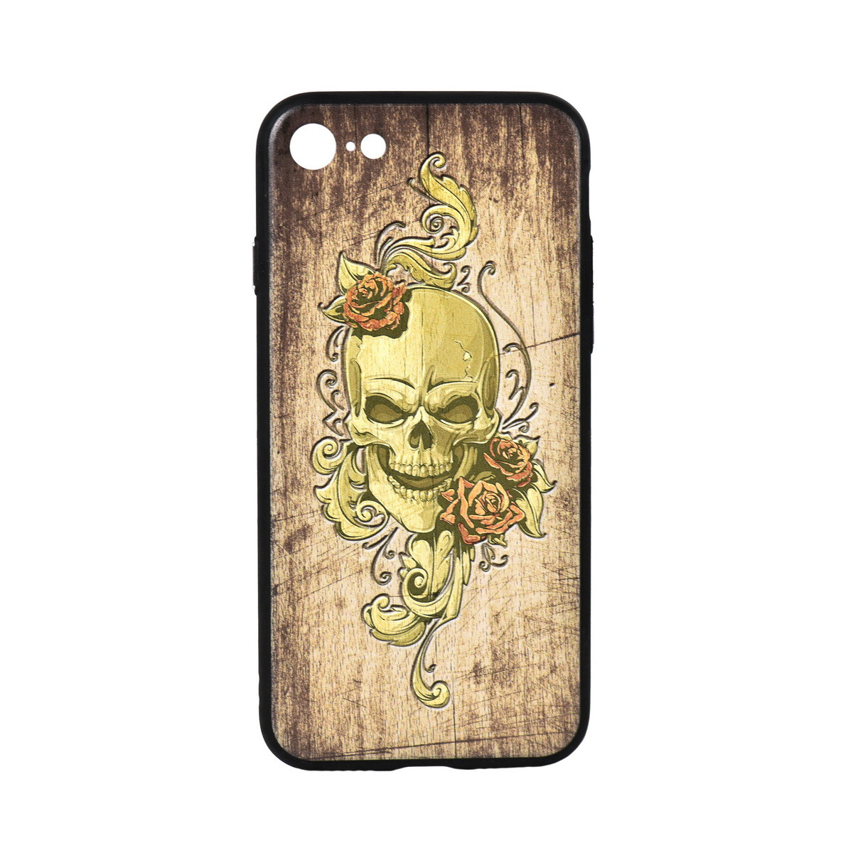 Чехол для Apple iPhone 7 back cover Oucase Skull&Flowers Wood Beige/Green - фото 1 - id-p115020963