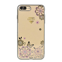 Чехол для Apple iPhone 7 Plus back cover Kingxbar Pink Big Flowers Plastic 77c Gold Frame