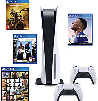 Sony PlayStation 5 Пайдаланылған + геймпад + FIFA24 + GTA5 + UFC4 + Mortal Kombat