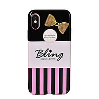 Чехол для Apple iPhone X back cover X-Fitted Case Metal Bling Secret Strip P8JST plastic Black/Pink